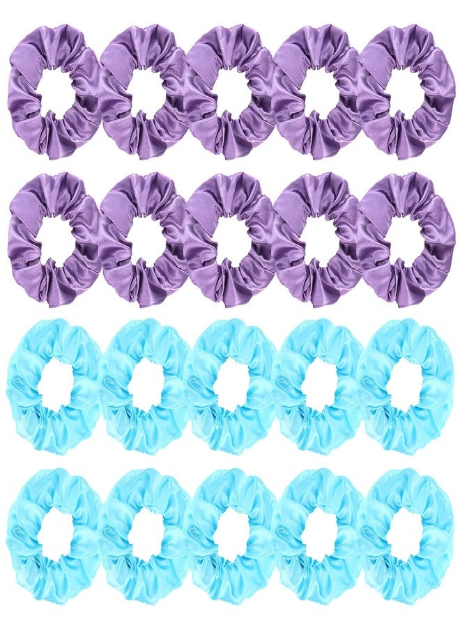 Semato 20 Pcs Purple and Blue Satin Scrunchies Bridesmaid Proposal Gifts Hair Ties Scrunchies for Women Girls Bachelorette Party Favors - Image 1